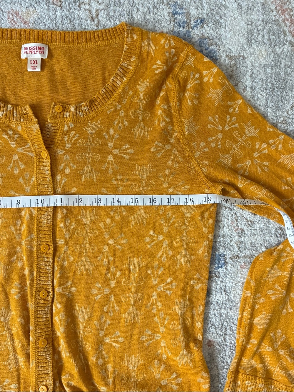 Mossimo Supply Co. Mustard Yellow Floral Jacquard Cardigan XL - Picture 4 of 5